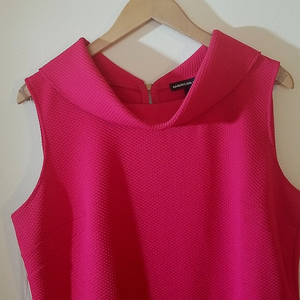 American Living dress, coral, size 16, 95% polyester,  5% elastin. Cowl neck